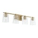 preview thumbnail 1 of 14, 4-light 32.75-inch Bath/ Vanity Fixture w/ Clear Honeycomb Glass Aged Brass