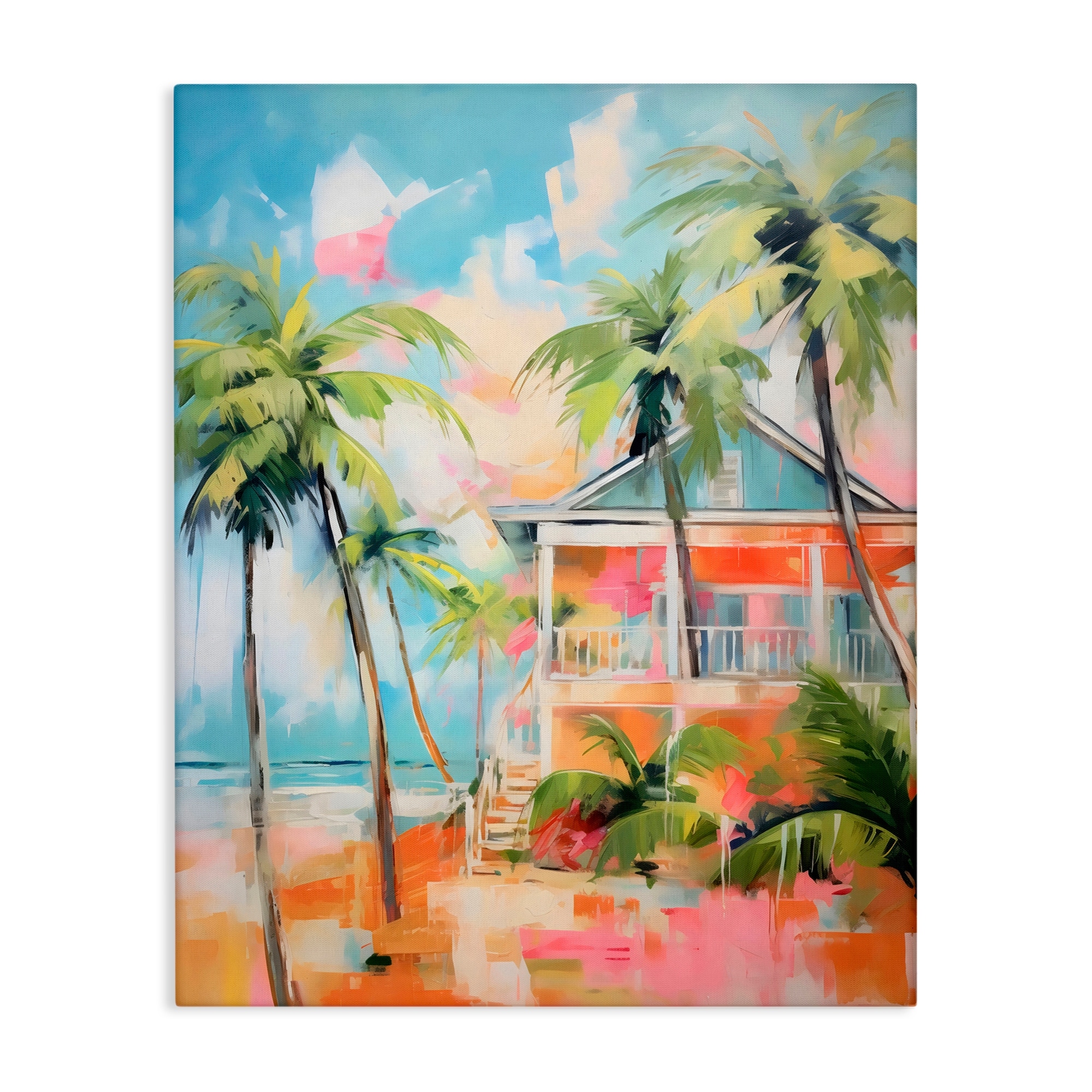 Stupell Blue Beach House Abstract Canvas Wall Art Design By LSR Design Studio