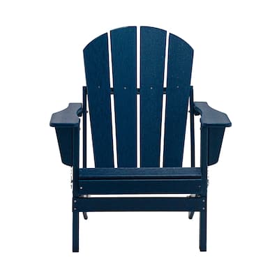 Classic Navy Blue Folding Plastic Outdoor Adirondack Chair
