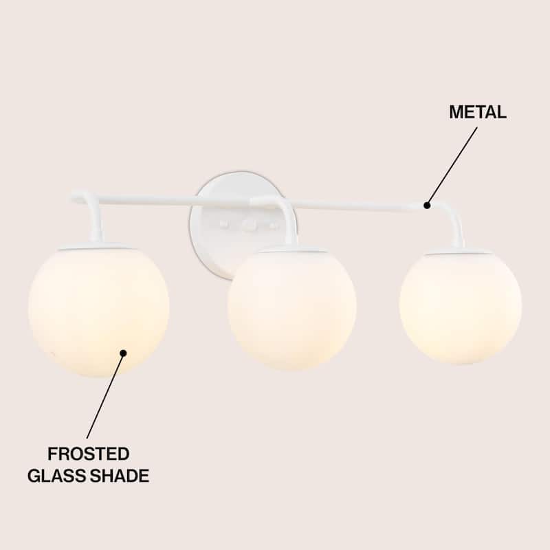 Globe Metal/Frosted Glass Modern LED Vanity, by JONATHAN Y