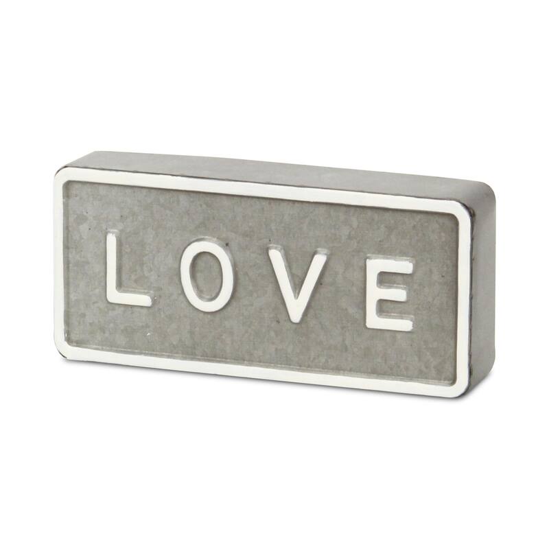 Raised Love Rectangular Metal Sign - 8.5"