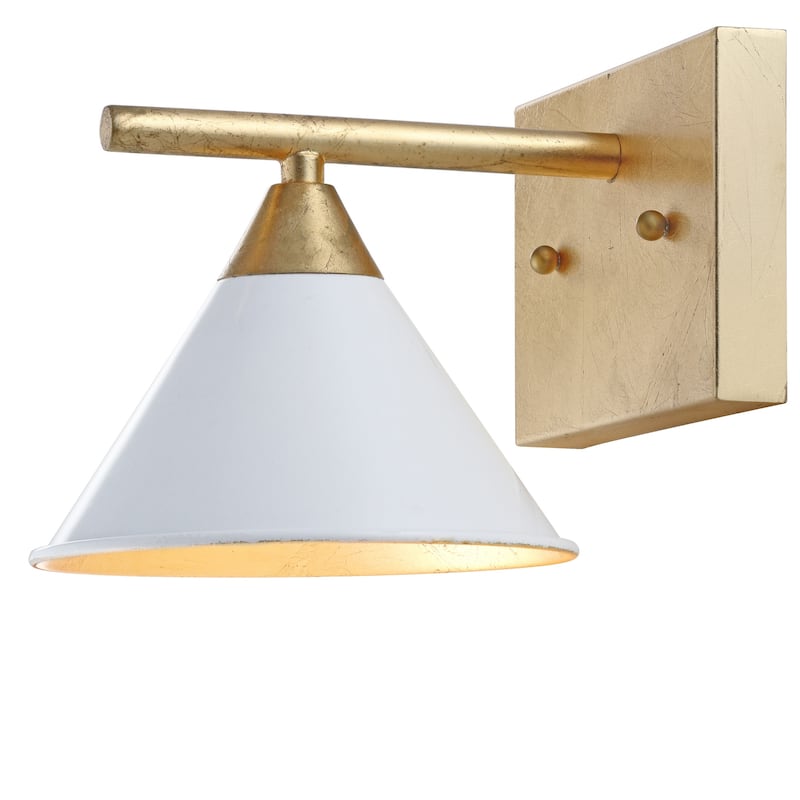 JONATHAN Y Lighting JYL9012 Yvette Single Light 8" Tall Wall Sconce - White / Gold