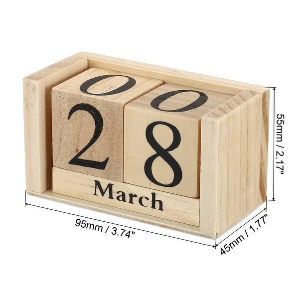 slide 2 of 5, Vintage Wood Block Perpetual Calendar, Reusable Wooden Blocks 3.7" Brown