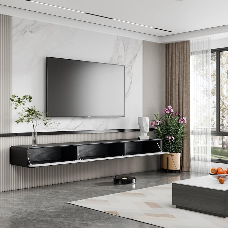 Modland 78" Modern Floating TV Stand Wall Mounted Media Control Center for Living Room - 78
