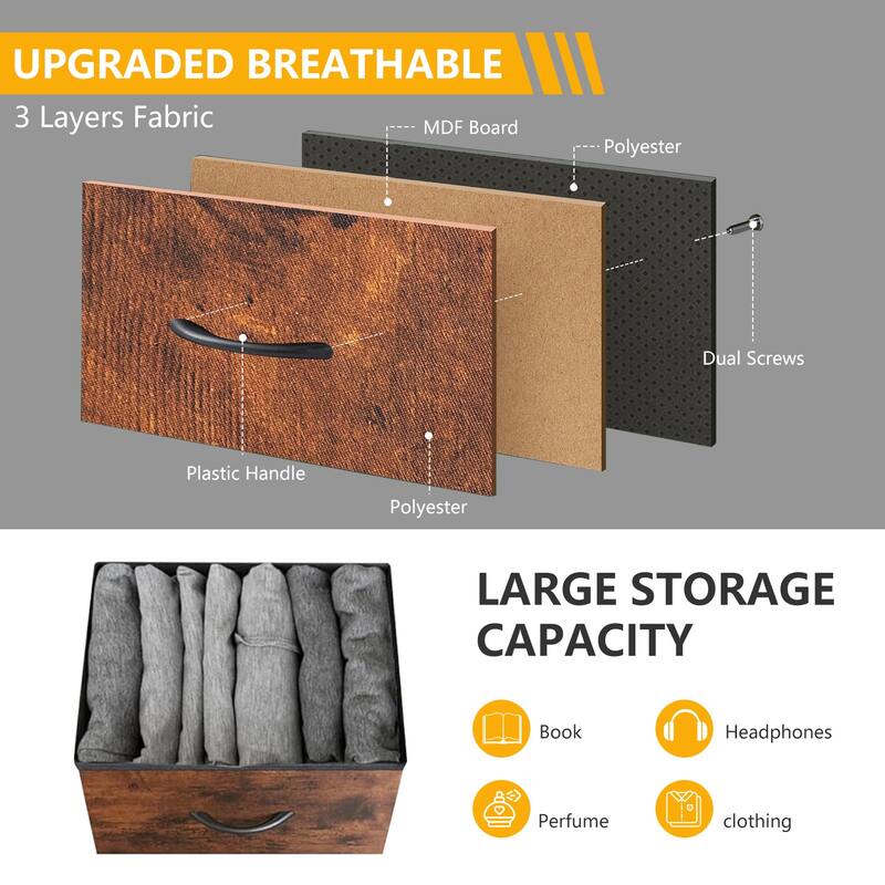 9-Drawer 11.8 in. Wide Chest of Drawers Fabric Storage Tower with Steel Frame, Wooden Top