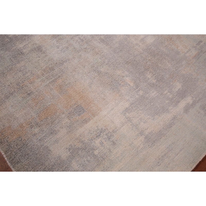 All-Over Abstract Modern Area Rug Handmade Grey Wool Carpet - 5'4" x 7'6"
