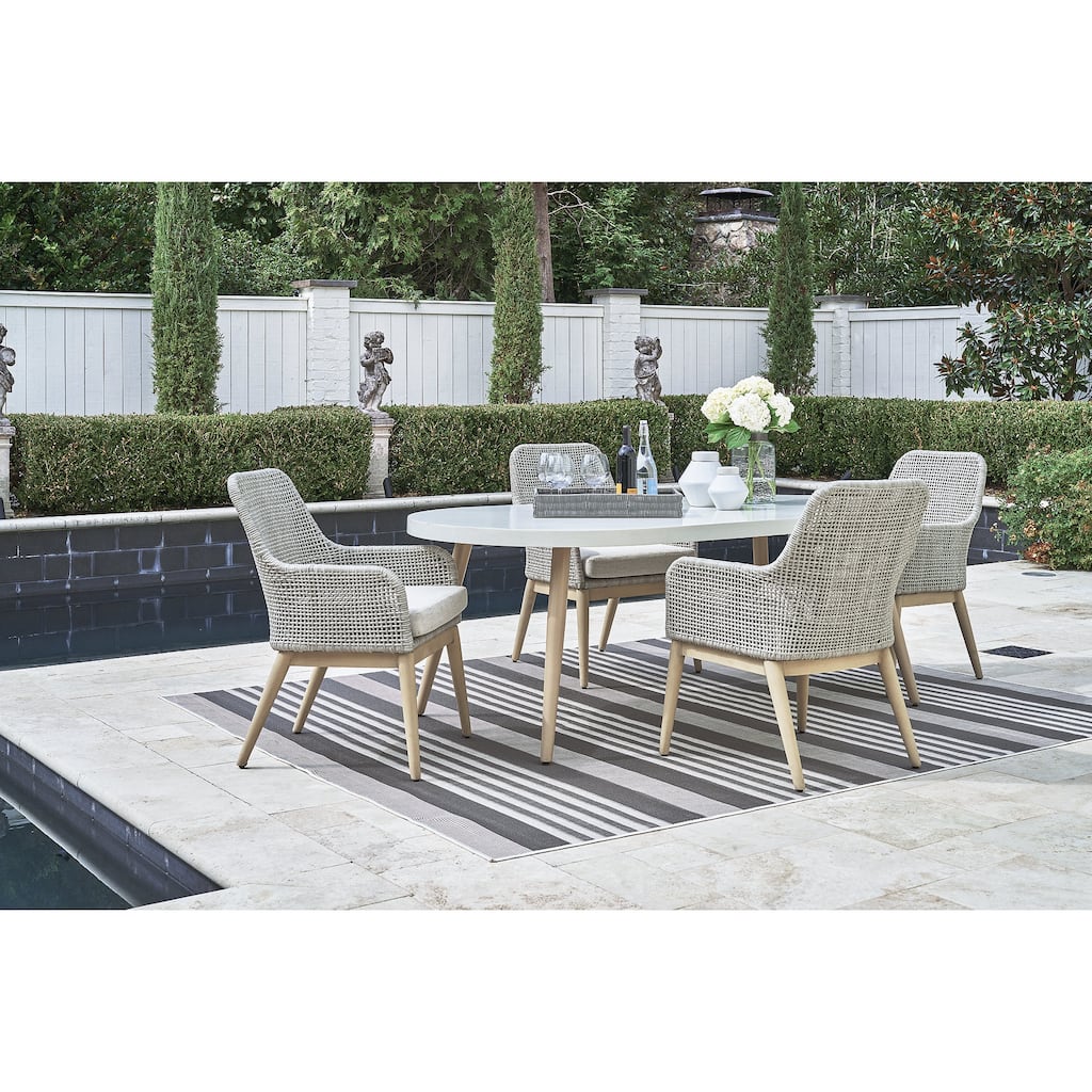 Signature Design by Ashley Seton Creek Brown/Gray 5-Piece Outdoor Dining Package - 80" W x 42" D x 28.88" H