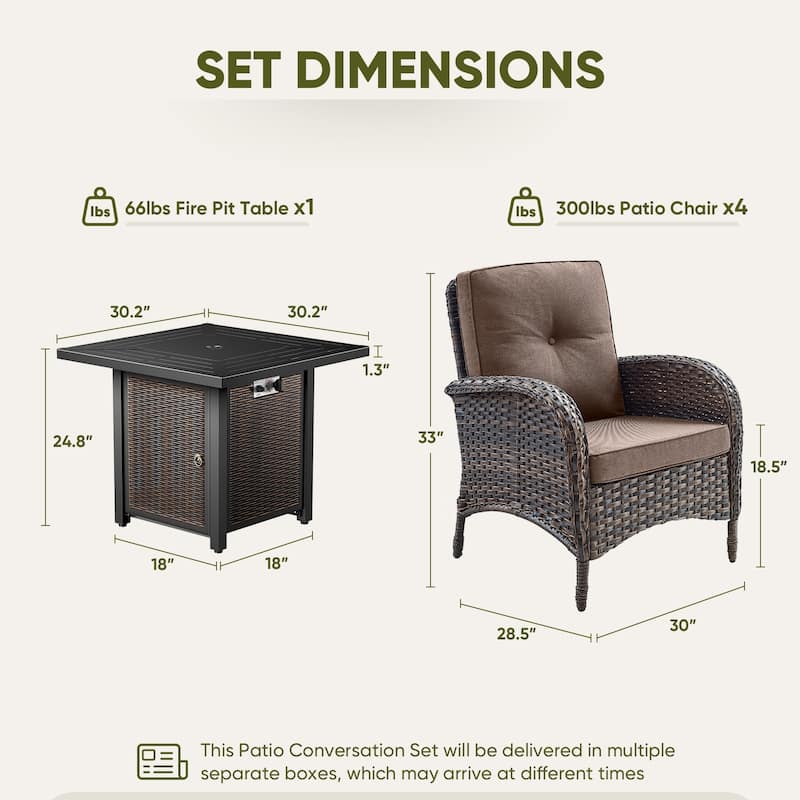 Outdoor Chairs with Fire Pit Table Set