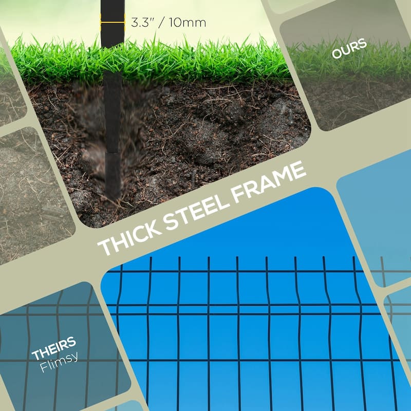 Metal Decorative Garden Fence, 9.2' x 17.25" 5 Pack Steel Fence Panels