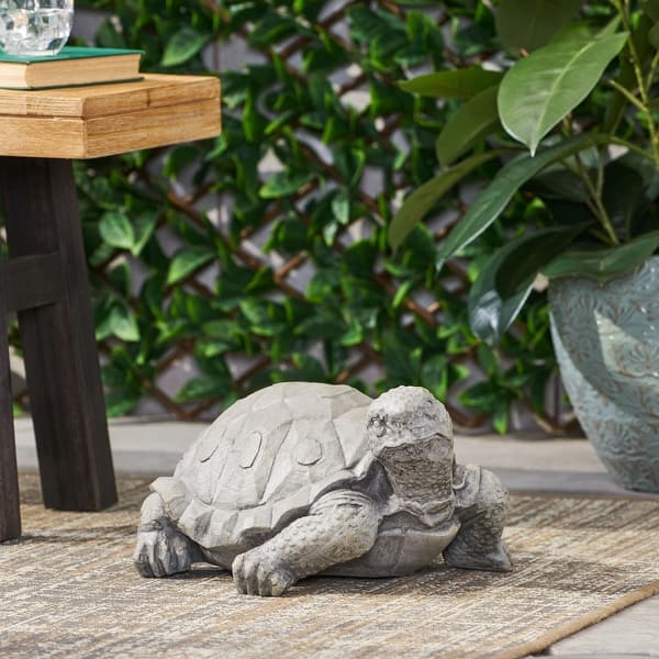 slide 2 of 11, Irwington Outdoor Cast Stone Outdoor Turtle Garden Statue by Christopher Knight Home Stone - Dark Gray - Medium