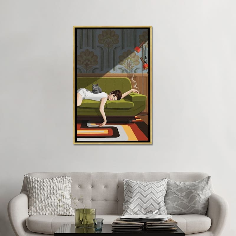 iCanvas "Waiting Game" by Artcatillustrated Framed Canvas Print
