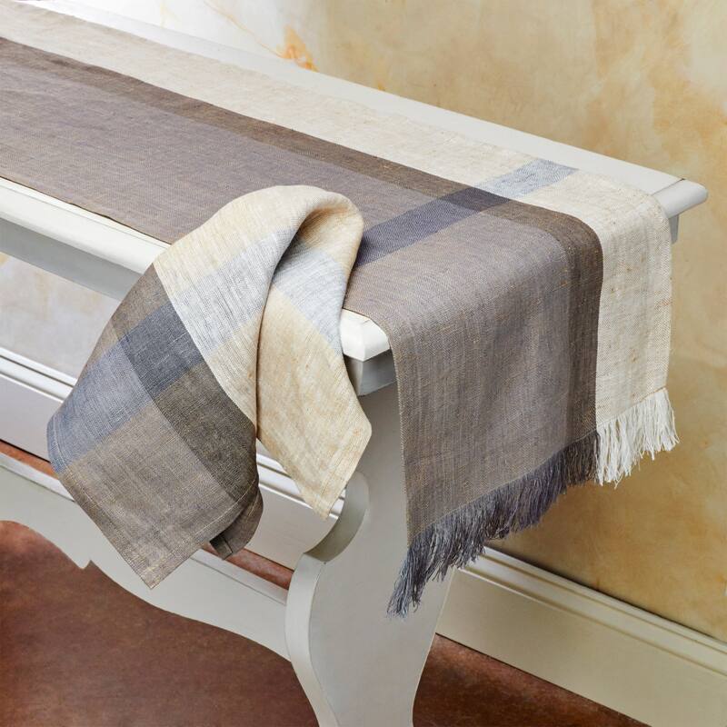 SERENE 100% Flax Linen Table Runner | Handmade | Fairtrade | Upcycled | Nature-Inspired Decor by Sustainable Threads