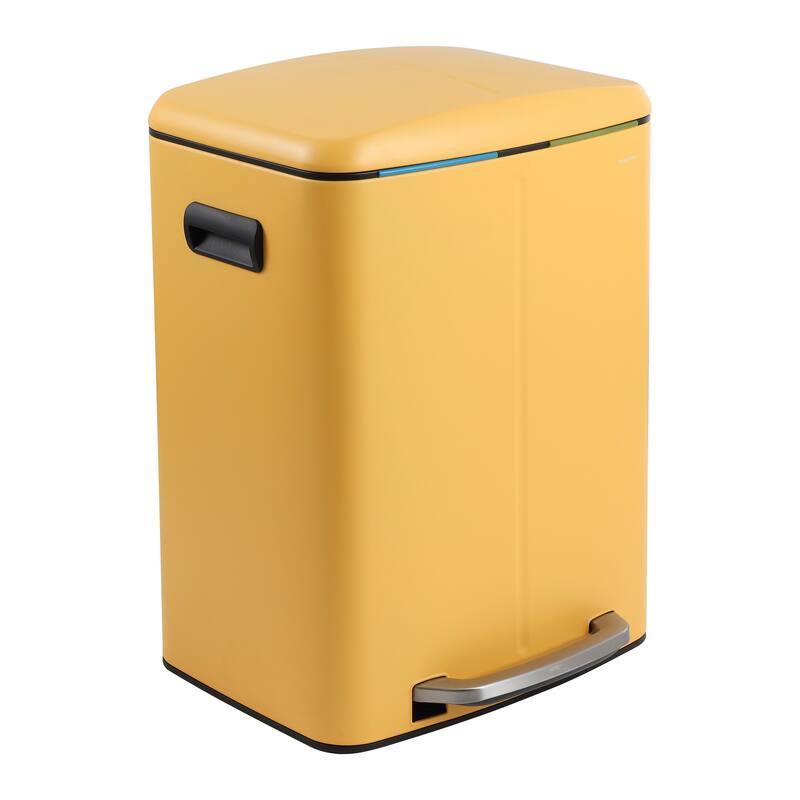 happimess 10.6-Gallon Double Bucket Trash Can with Soft Close Lid