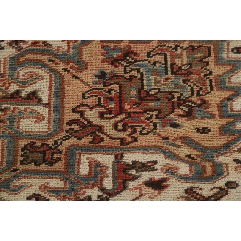 Hand Knotted Oriental 100% Wool Carpet Traditional Medallion Red Heriz Area Rug - 12' 10'' X 9' 7''