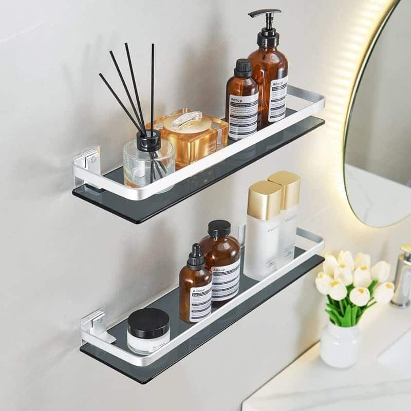Bathroom Wall Mounted Tempered Glass Shelves On Sale Bed Bath