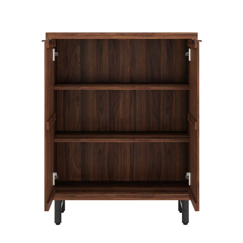 Wooden Bathroom Floor Cabinet, Adjustable Shelves Large Storage Sideboard Accent Cabinet for Bathroom Kitchen Living Room