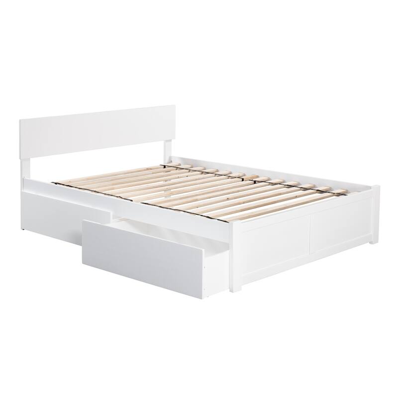 Platform Bed - Storage Drawers & Flat Panel Footboard - Modern Bedroom Furniture