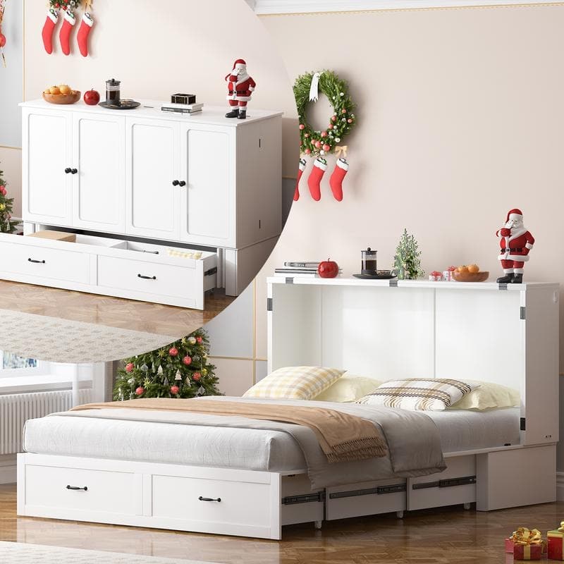 Mixoy Modern Murphy Bed Queen Size with Charging,Optional Mattress