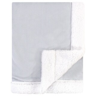 Hudson Baby Infant Plush Blanket with Faux Shearling Back, Gray White, One Size - Gray White - One Size