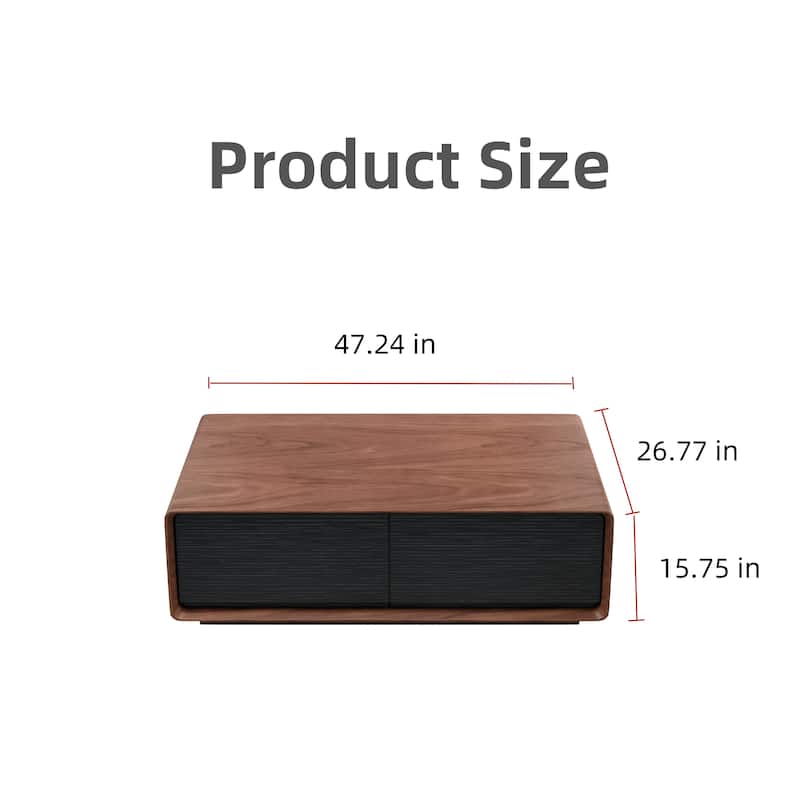 Modland 47" Handmade Modern Coffee Table with 4 Drawers & Rounded Corners - 47.24