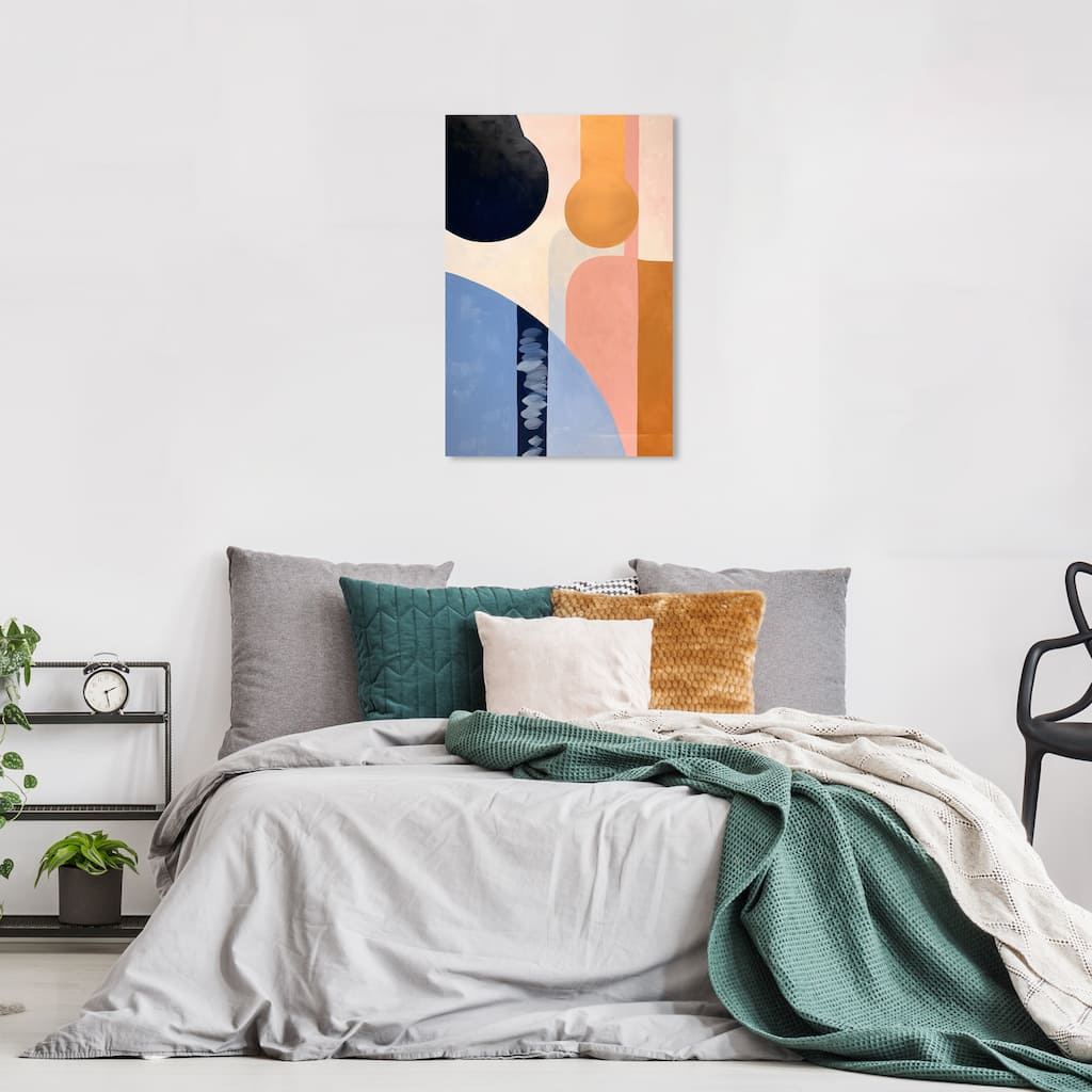 Wynwood Studio Canvas Abstract Zipper and Buttons Abstract Blue and Ochre Modern & Contemporary Wall Art Canvas Print