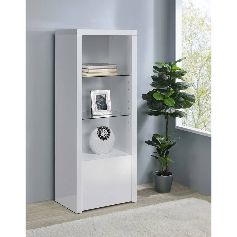 Jude 3-shelf Engineered Wood Media Tower High Gloss White