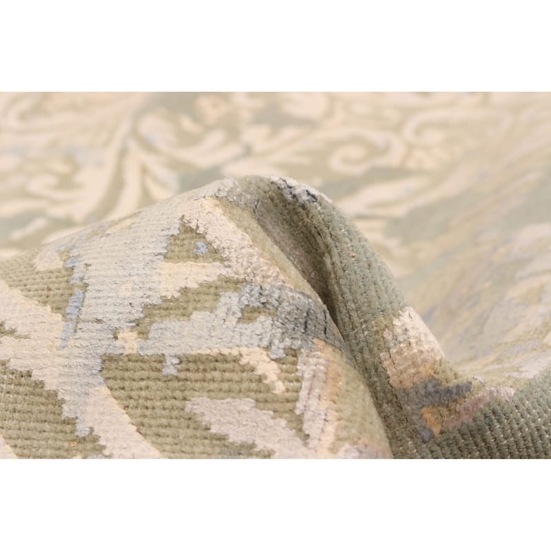 ECARPETGALLERY Hand-knotted Heritage Teal Silk, Wool Rug - 7'10 x 9'11