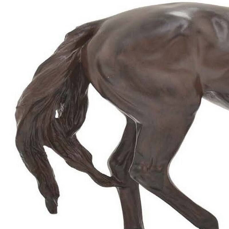 Refi 14 Inch Horse Statuette Figurine, Modern Style Sculpture, Brown Resin