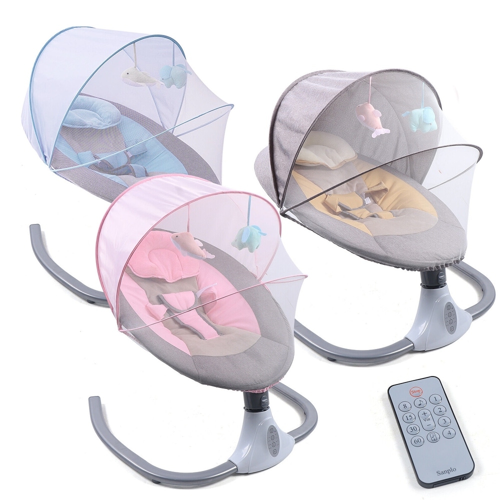 BABY JOY 2 in 1 Baby Bouncer, Portable Baby Rocker with 3-Point Harness,  Folding Stationary Seat Infant Bouncer for Babies, Newborns (Beige)