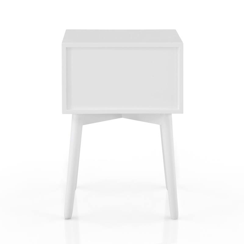 DH BASIC Mid-Century Modern Wood 2-Drawer Compact Nightstand Side Table by Denhour