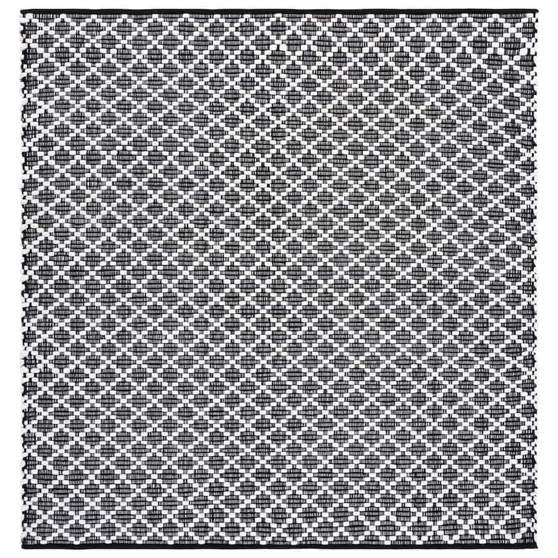SAFAVIEH Handmade Montauk Amedea Contemporary Cotton Rug - 6' Square - Black/Ivory