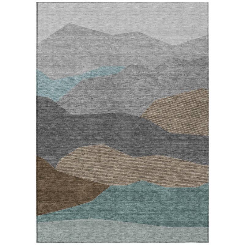 Machine Washable Indoor/ Outdoor Modern Dacono Chantille Rug