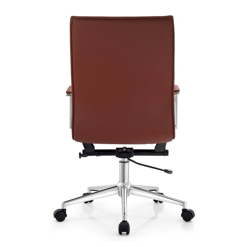 Set of 2 High Back Office Desk Chair | Upholstered Ribbed PU Leather | Armchair for Home, Executive, Conference, Meetings