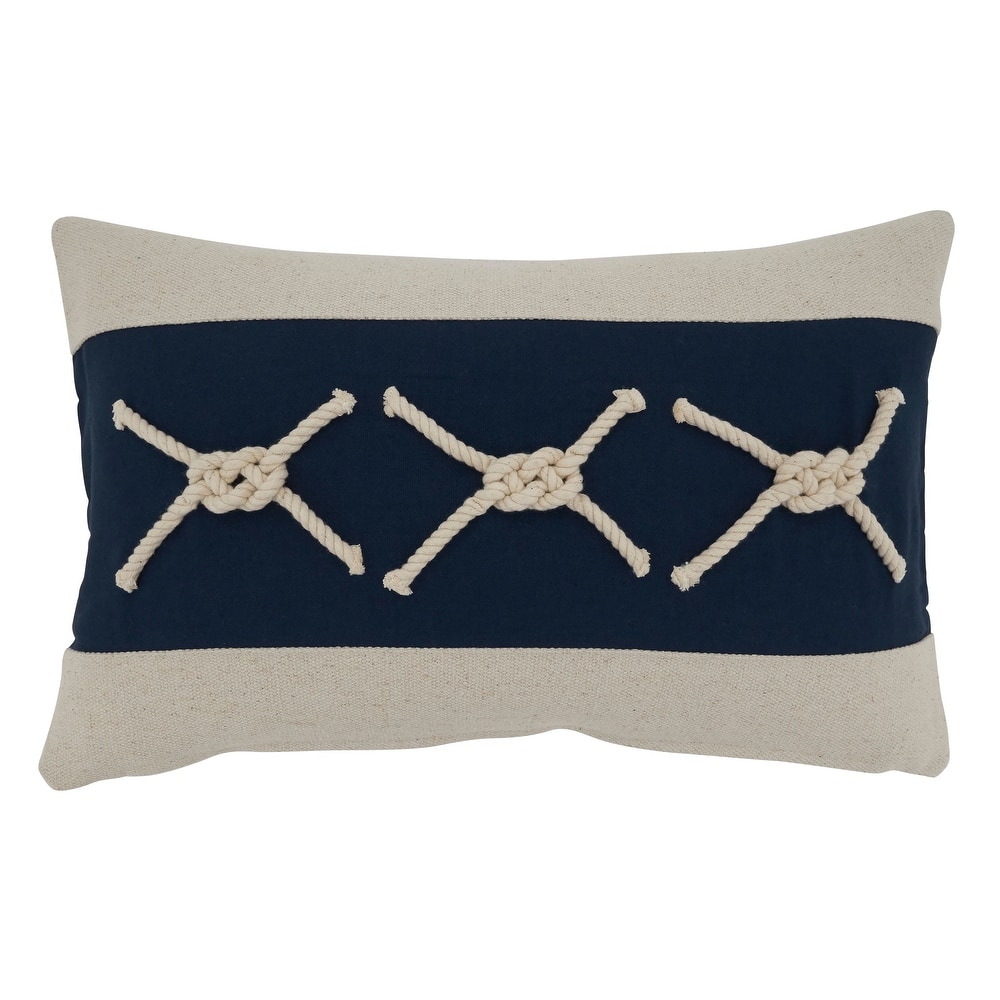Throw Pillow With Rope Knots Applique