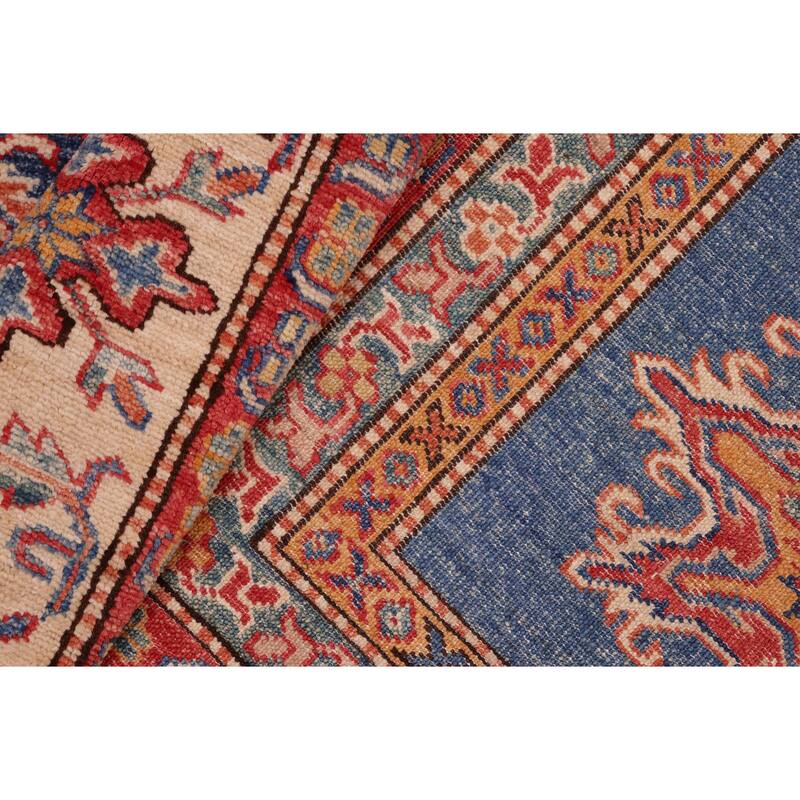 Rustic Super Kazak Sawyer Blue/Beige Hand Knotted Wool Rug - 8'3'' x 10'0''