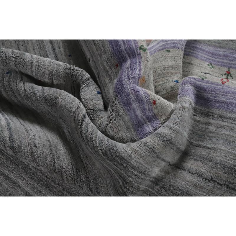 Hand Knotted Oriental 100% Wool Carpet Tribal Animal Pictorial Greys & Charcoal Gabbeh Area Rug - 12' 4'' X 9' 4''