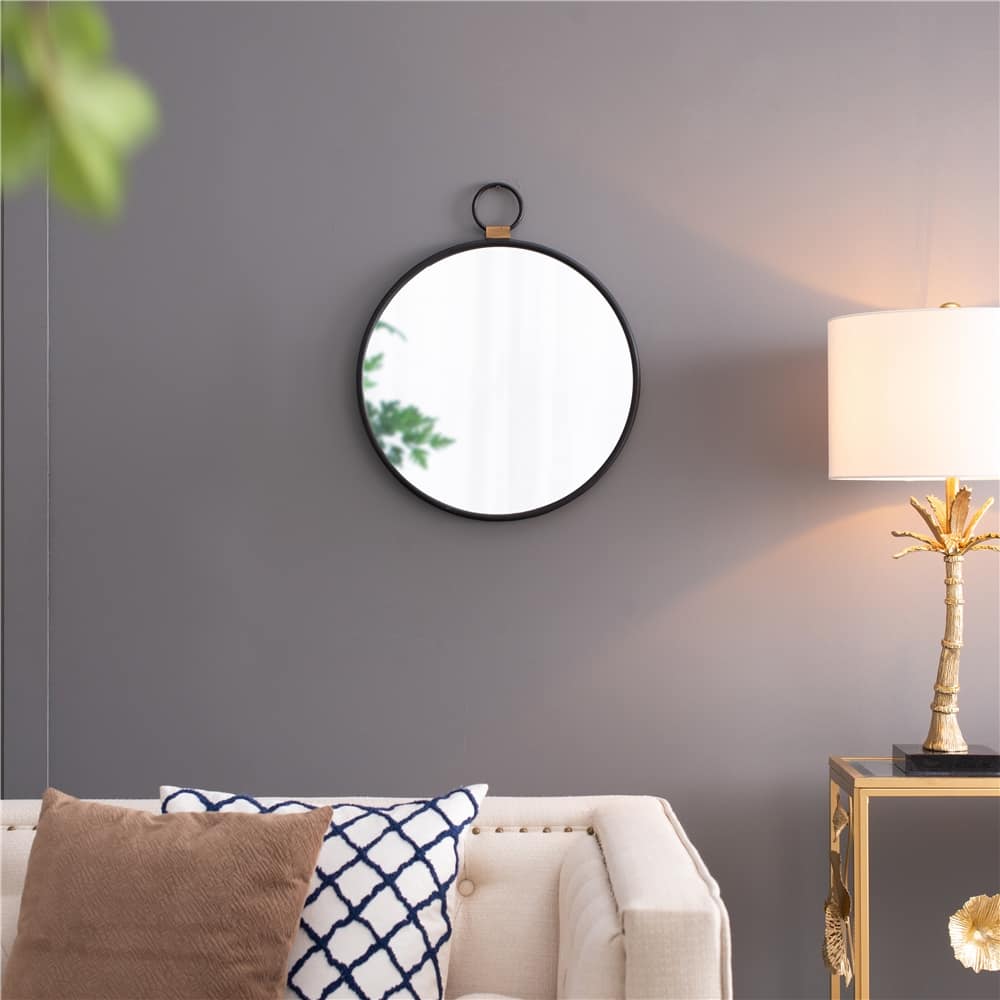 Wall Mirror with Black Frame, Contemporary Minimalist Accent Mirror
