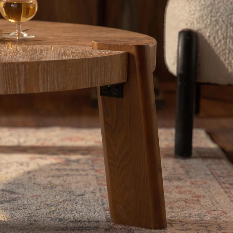 Rustic Round Coffee Table - Wood Look, Easy Assembly, Space-Saving