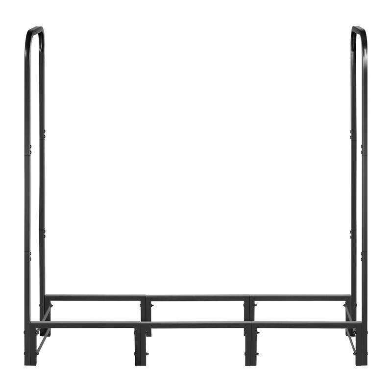 Black Steel Firewood Storage Rack with Full Coverage 600D Oxford Fabric Protective Cover - 48.03 × 12.60 × 46.46 in