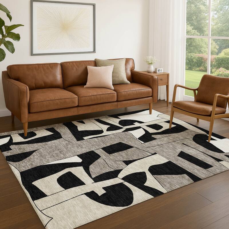 Machine Washable Indoor/ Outdoor Modern Crestone Chantille Rug