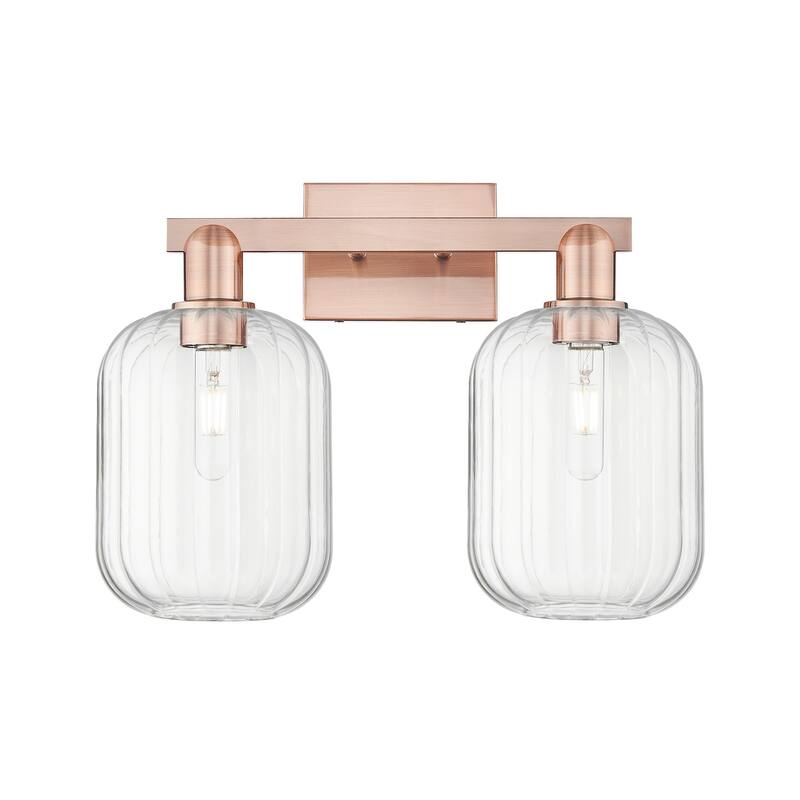 Innovations Lighting 716-2W-14-16 Preston Vanity Cylinder Preston 2 - Antique Copper / Clear