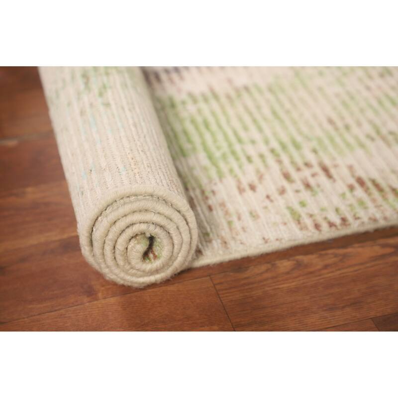 Contemporary Abstract Indian Foyer Rug Hand-Knotted Wool Carpet - 2'10"x 5'2"