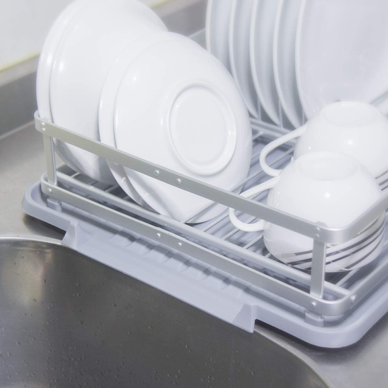 Daily Boutik Aluminum Dish Drying Rack With Utensil Holder