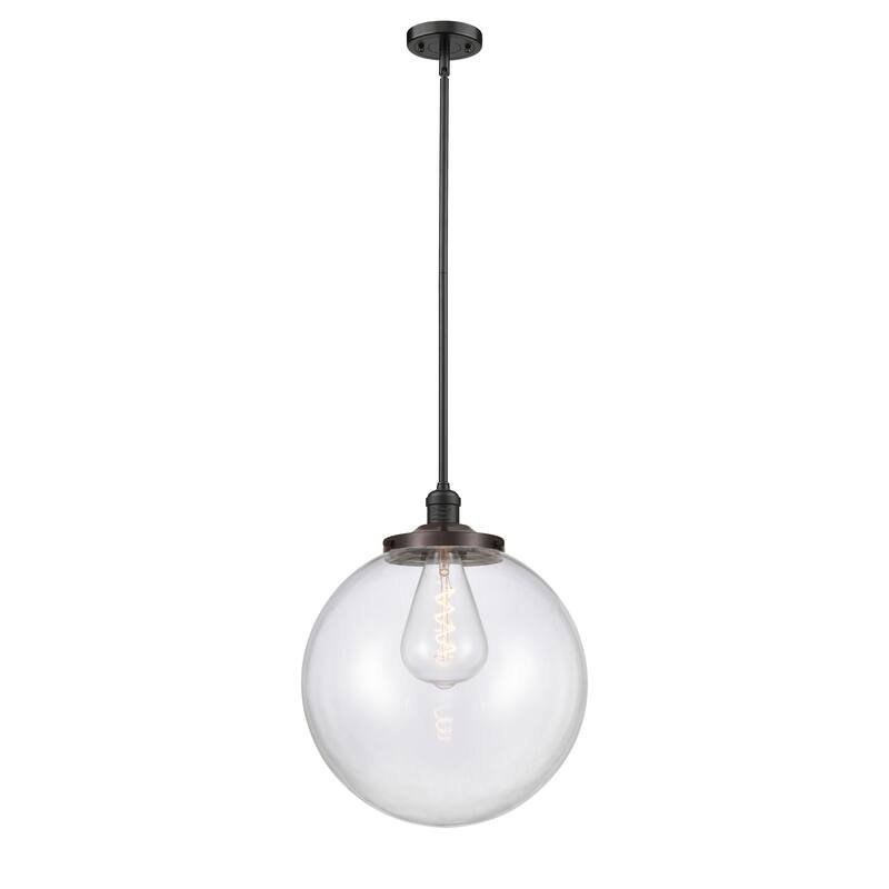 Innovations Lighting Franklin Restoration Beacon - 1 Light 16" Stem Hung Pendant - Clear/Oil Rubbed Bronze