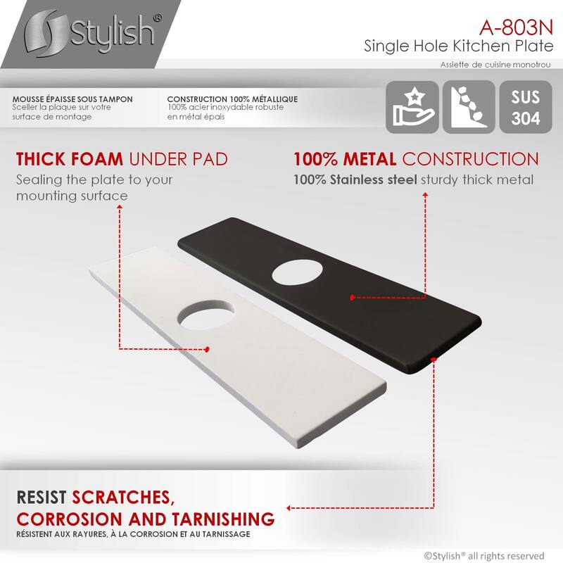STYLISH Kitchen Sink Faucet Hole Cover, Deck Escutcheon Plate