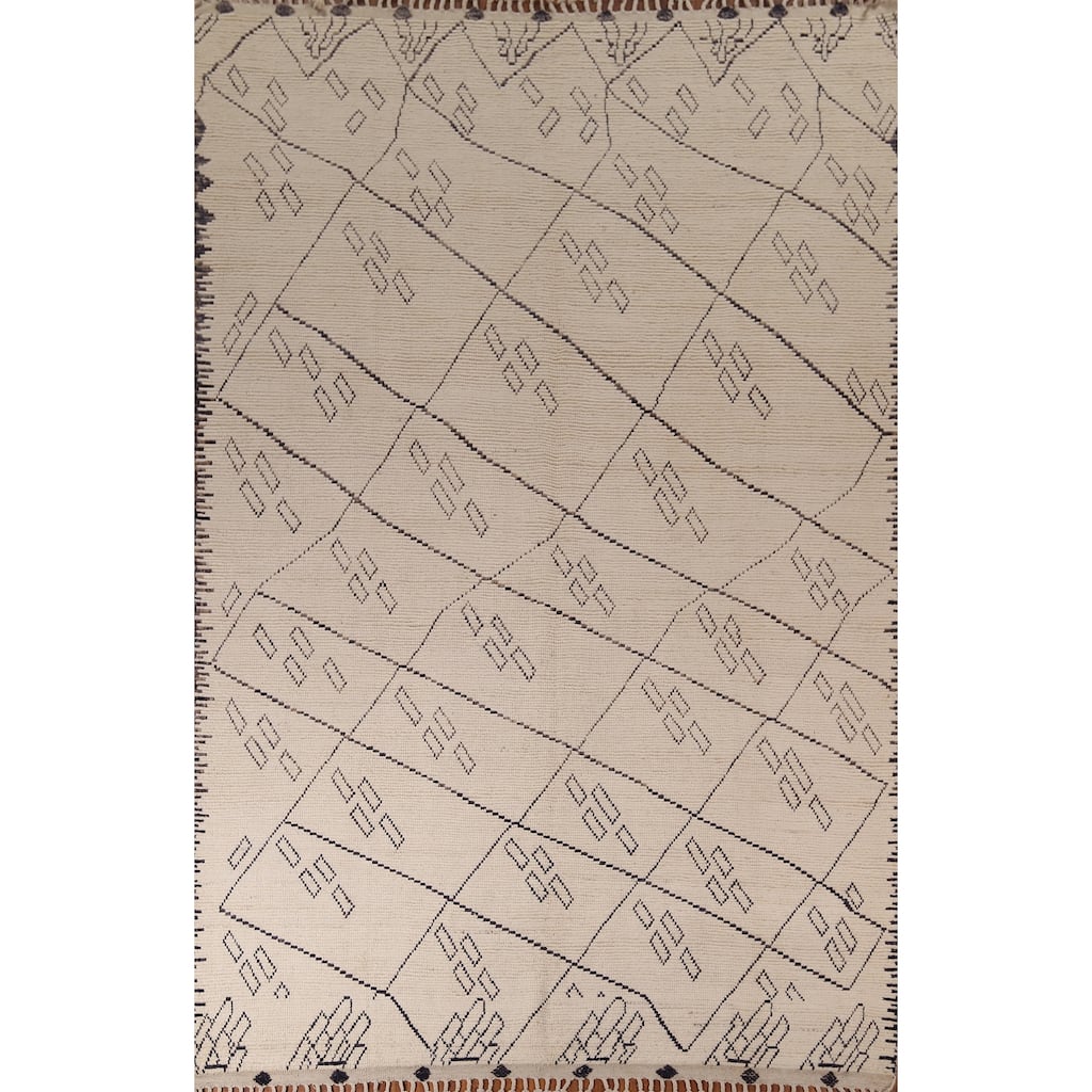 Trellis Moroccan Oriental Area Rug Handmade Geometric Wool Carpet - 9'0"x 12'5"