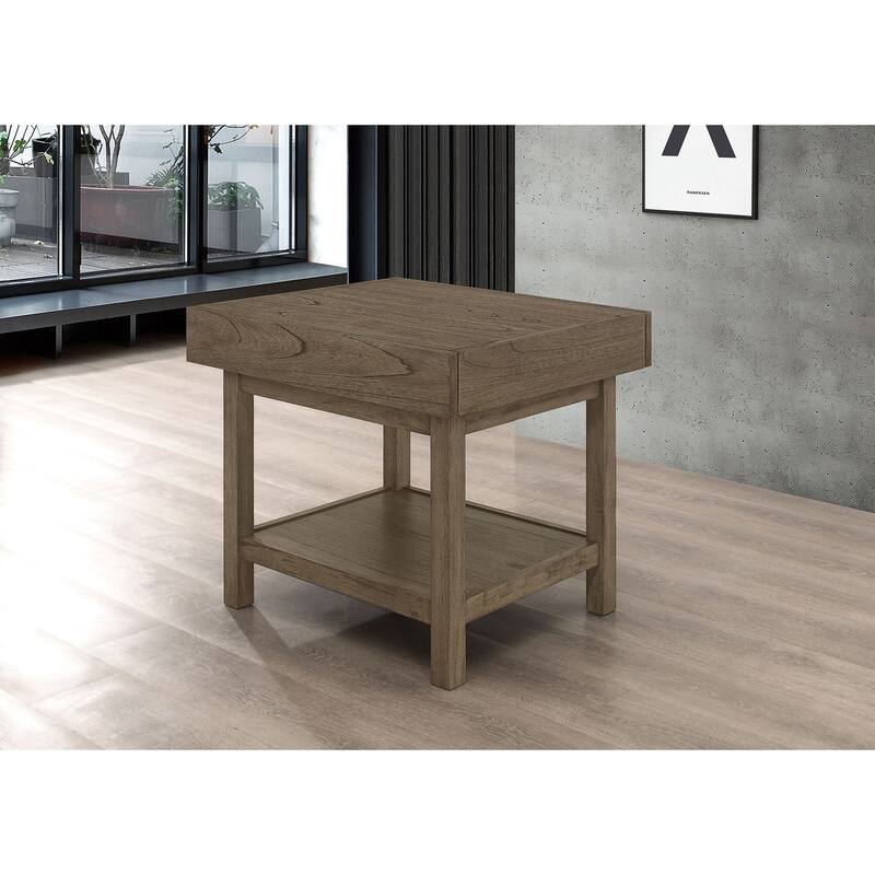 Owen 1-drawer Rectangular Side End Table Wheat Brown