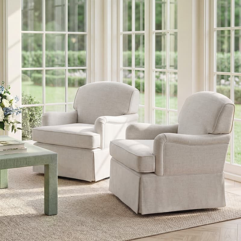 Martha Stewart Melody Swivel Glider Skirted ArmChair
