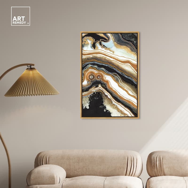 Art Remedy Black And Gold Ii Framed Mineral, Agate & Geode 1 Piece Canvas Wall Art