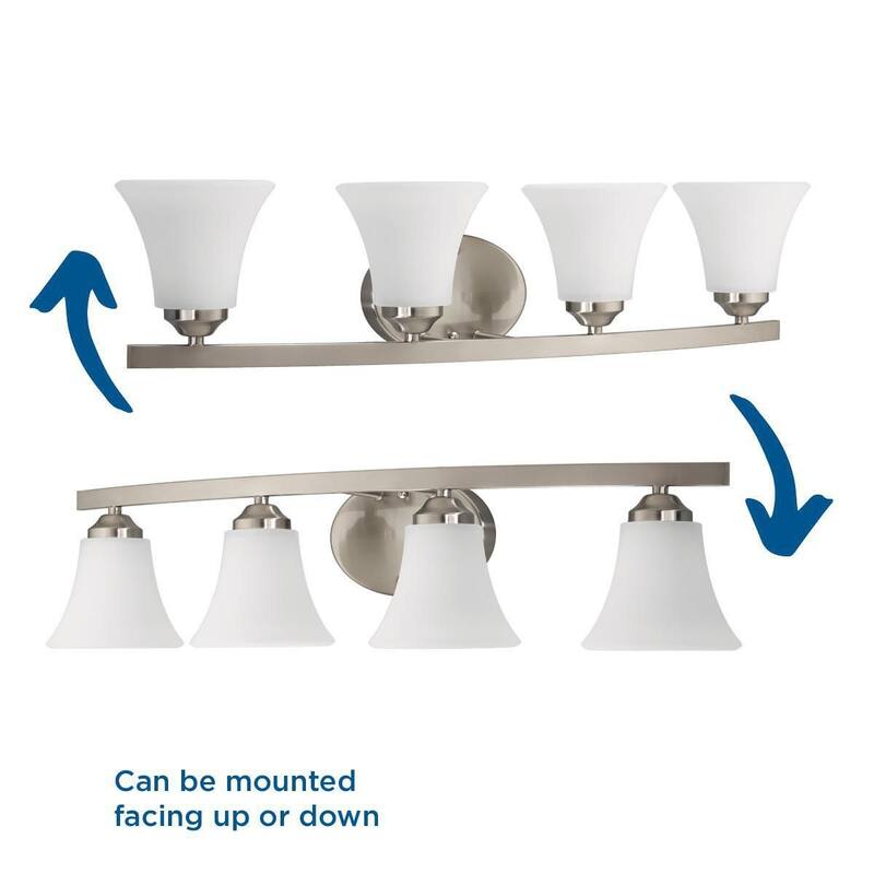 Adorn Collection Four-Light Brushed Nickel Etched Glass Traditional Bath Vanity Light - 6.625" x 28.25" x 7.5"